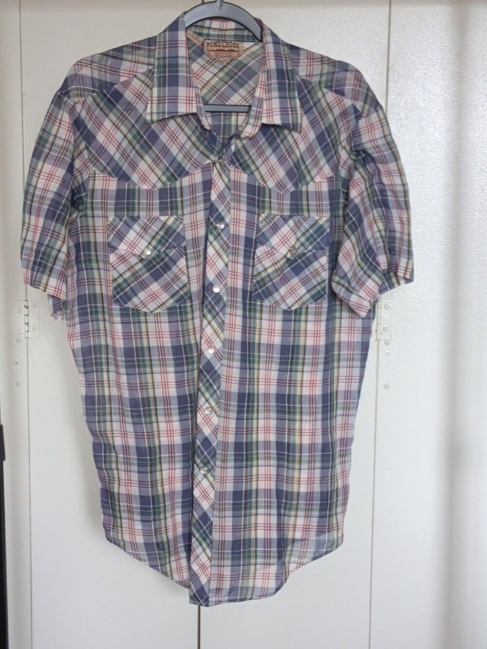 Ponderosa Men's L Western Plaid Multicolor Short Sleeve Button-Up Shirt